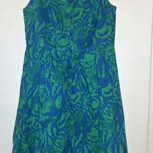 Talbots Green and Blue Floral Dress